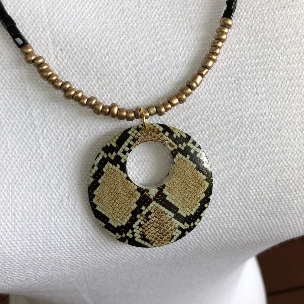 Snakeskin pendant necklace